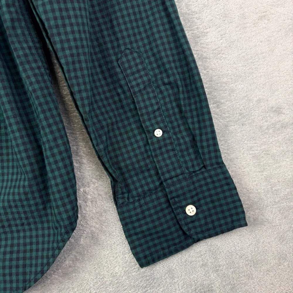 J. Crew XL Green Gingham Secret Wash Button Down Shirt Classic Fit Preppy Office